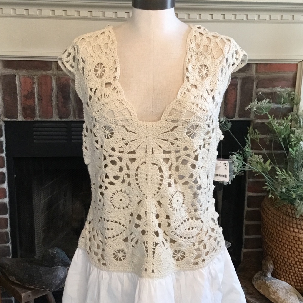 NWT Free People Kinsley Crochet Mini Dress - Picture 2 of 6
